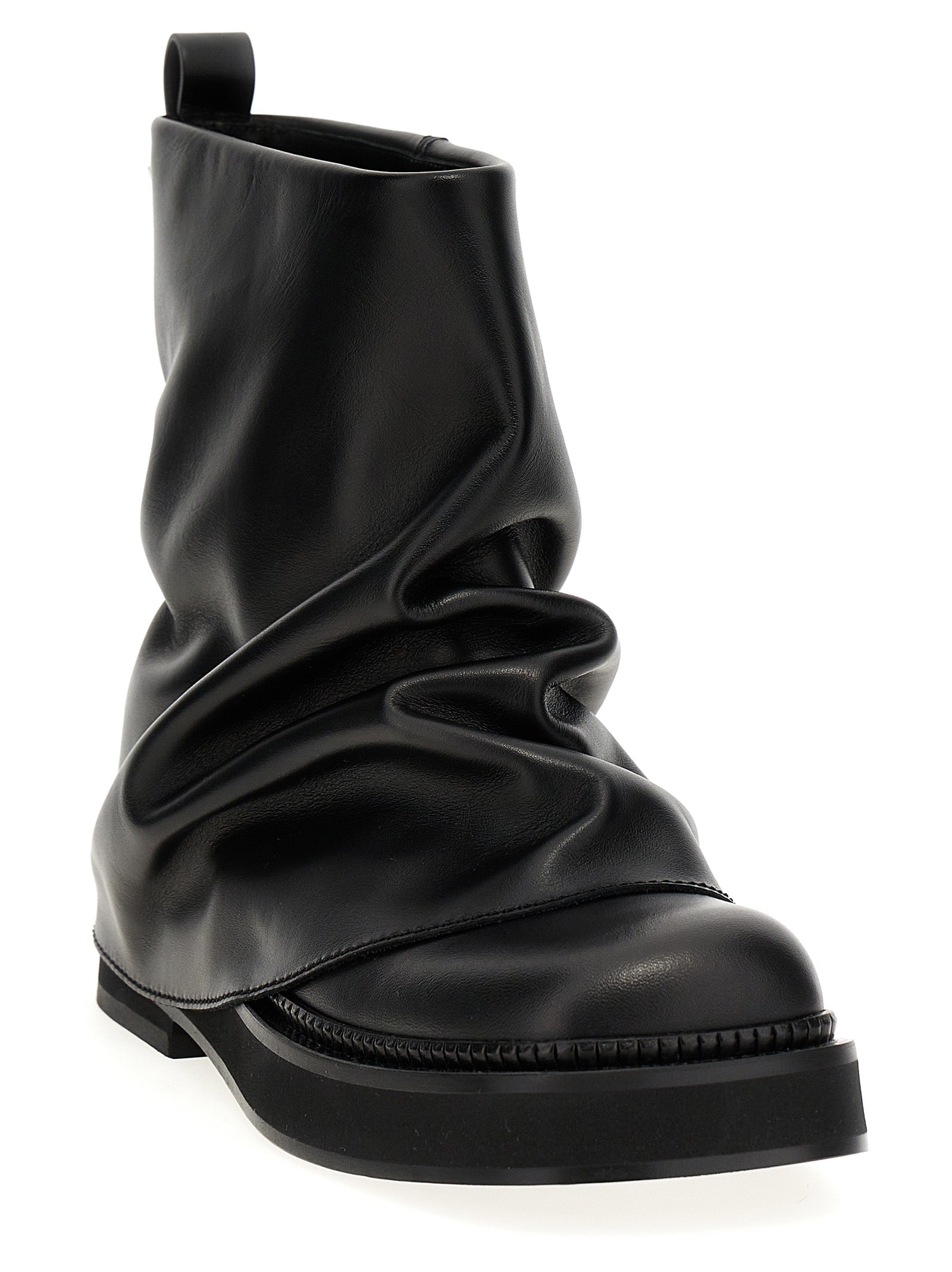 The Attico Black Calfskin Ankle Boots