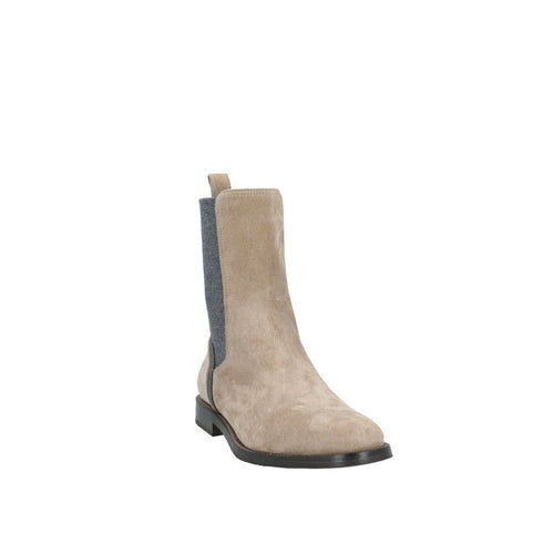 Brunello Cucinelli Chelsea Boots aus beigem Leder