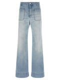 Victoria Beckham Blue Cotton Flared Jeans