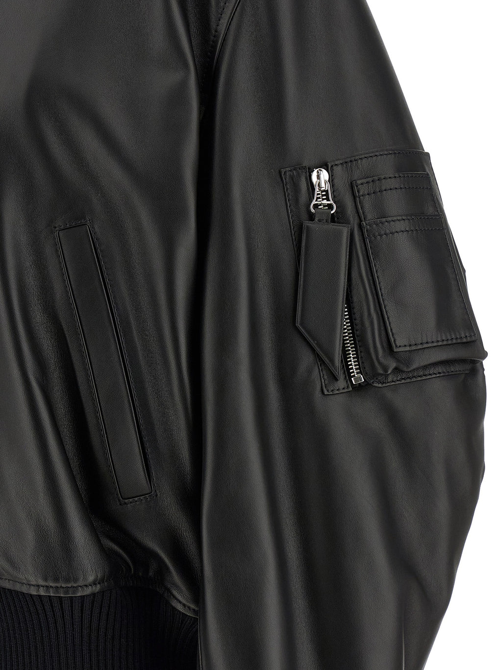 The Attico Black Lamb Leather Leather Jacket