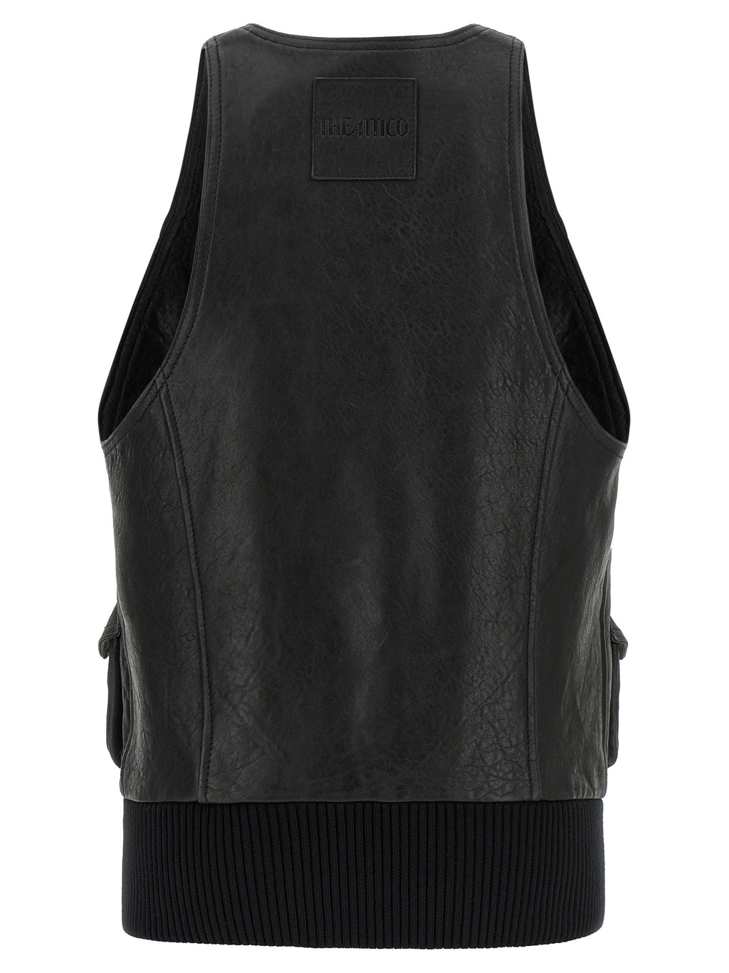 The Attico Black Lamb Leather Sleeveless Jacket