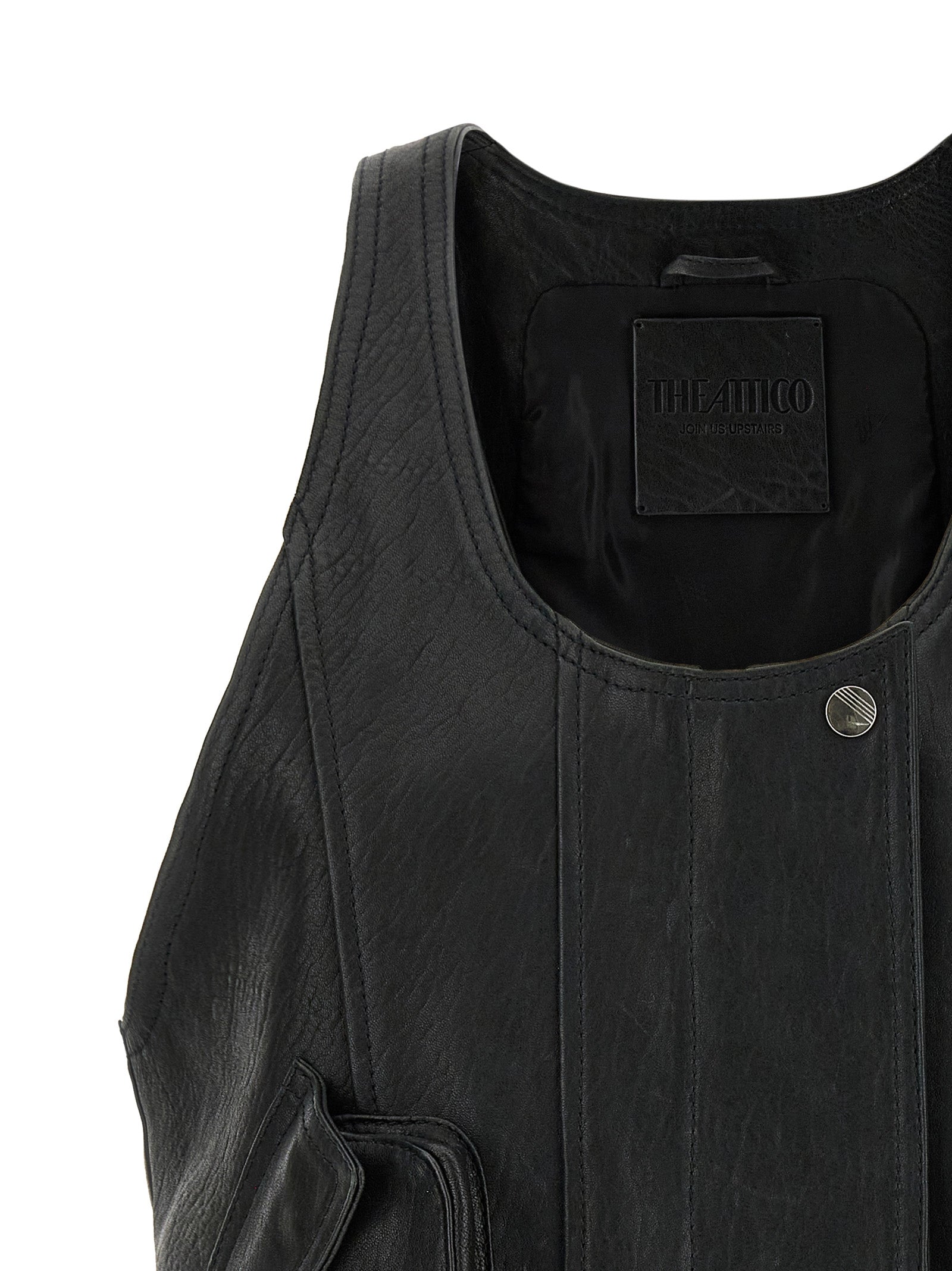 The Attico Black Lamb Leather Sleeveless Jacket