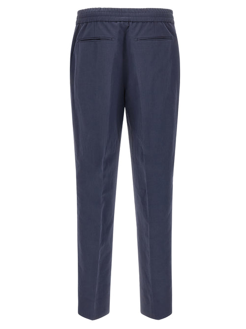 Brioni Blaue Leinen Freizeithose