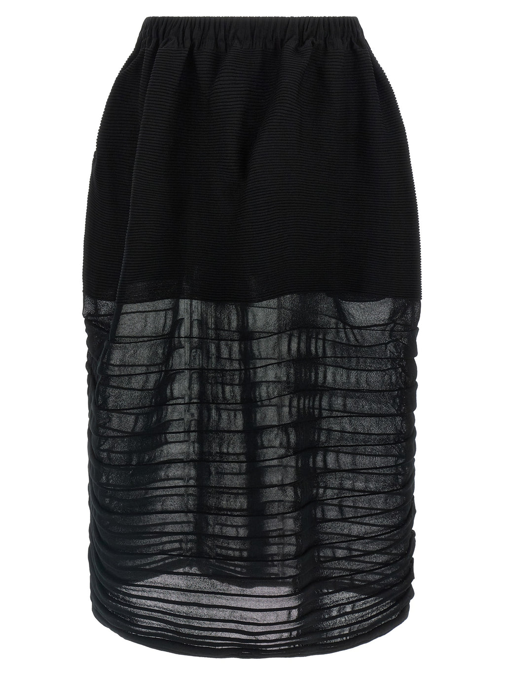 Issey Miyake Black Polyester Midi Skirt