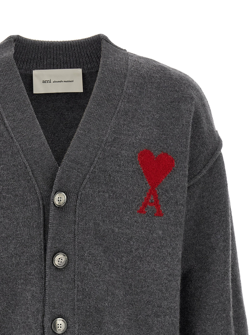 Ami Paris Gray Wool Cardigan