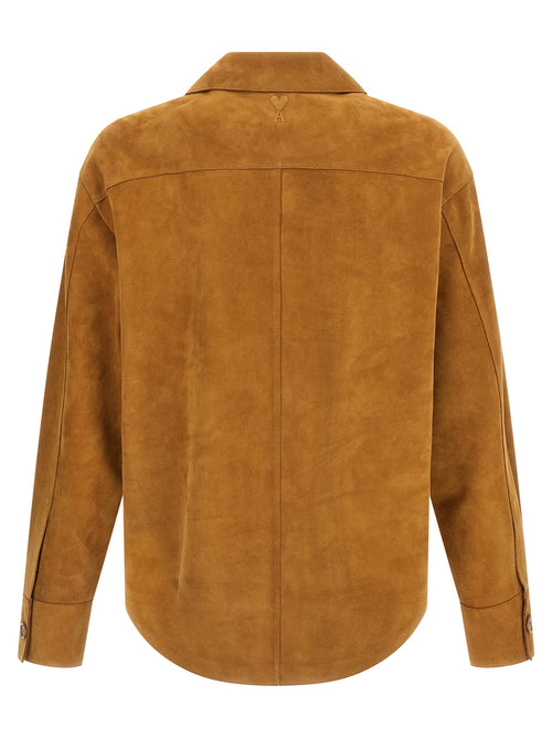 Ami Paris Brown Lamb Leather Leather Jacket