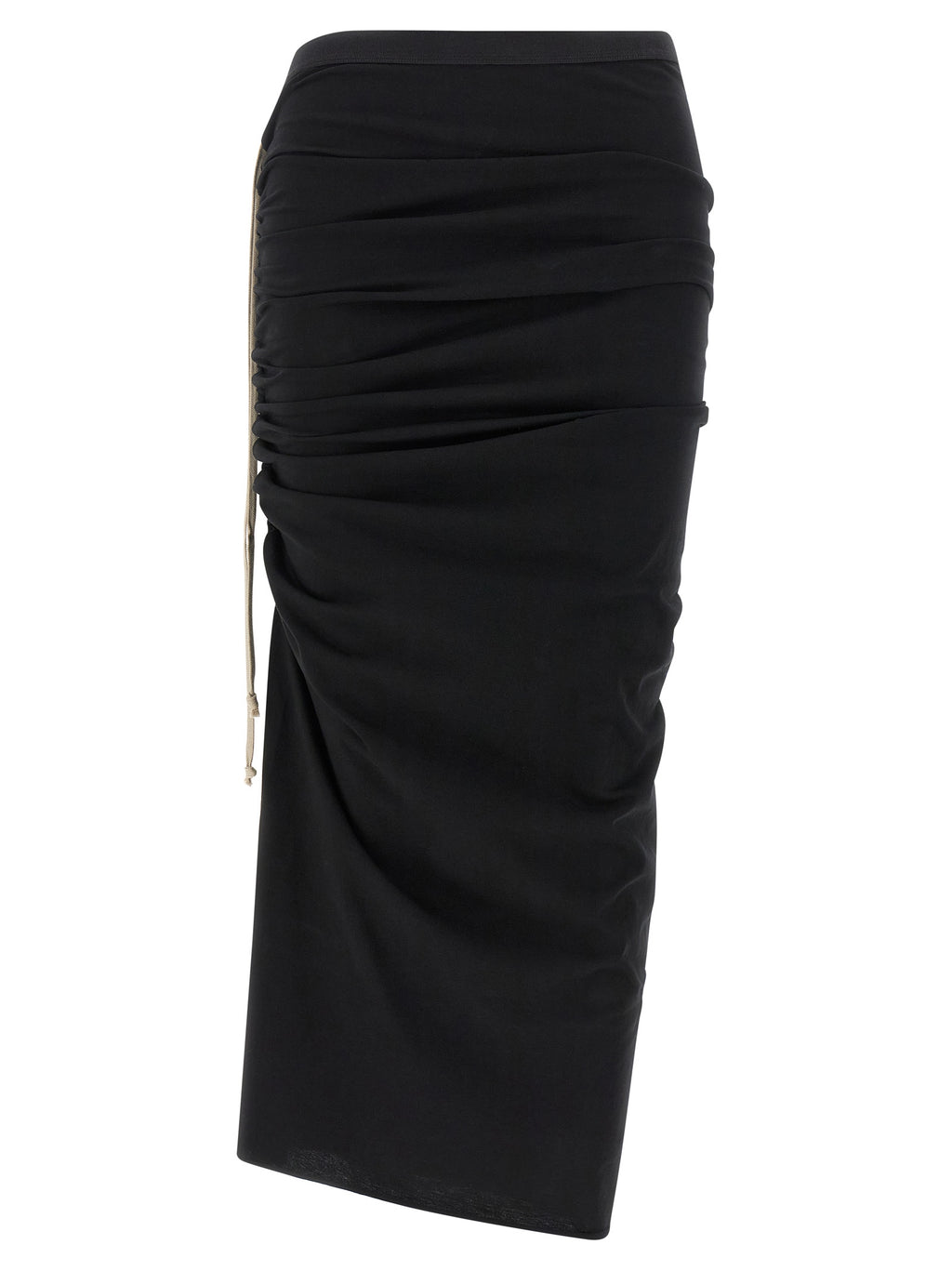 Rick Owens Black Cotton Midi Skirt