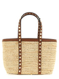 Valentino Garavani Beige Straw Tote Bag