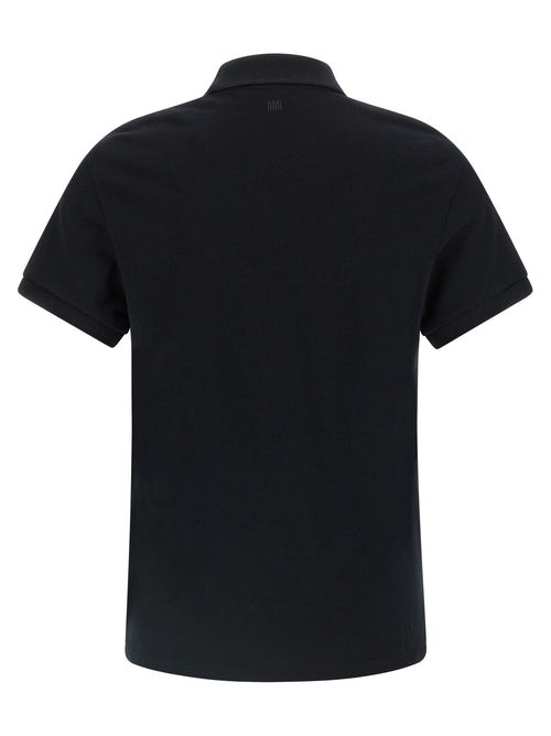 Ami Paris Black Cotton Polo Shirt