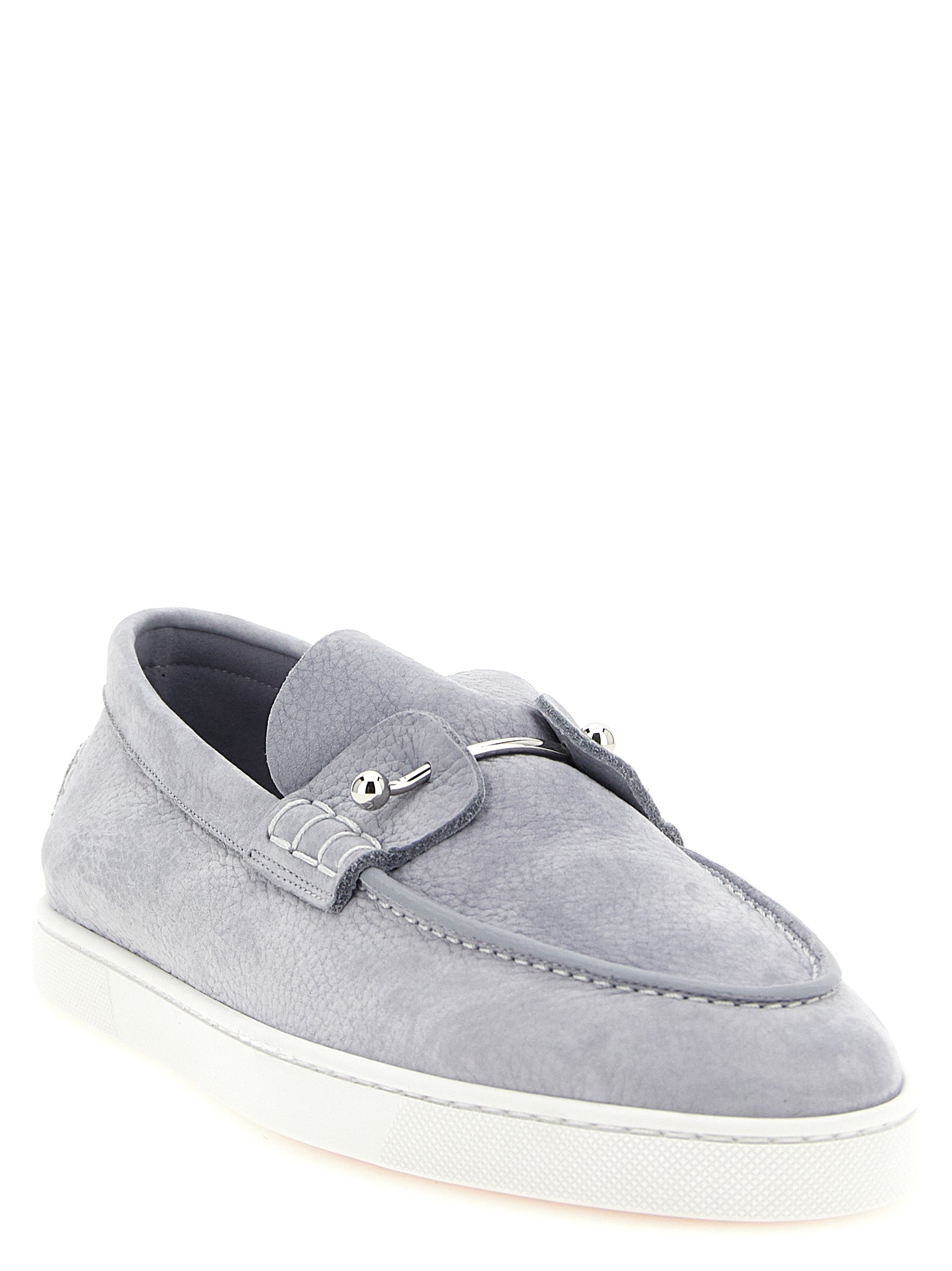 Christian Louboutin Gray Calfskin Slip-On Loafers