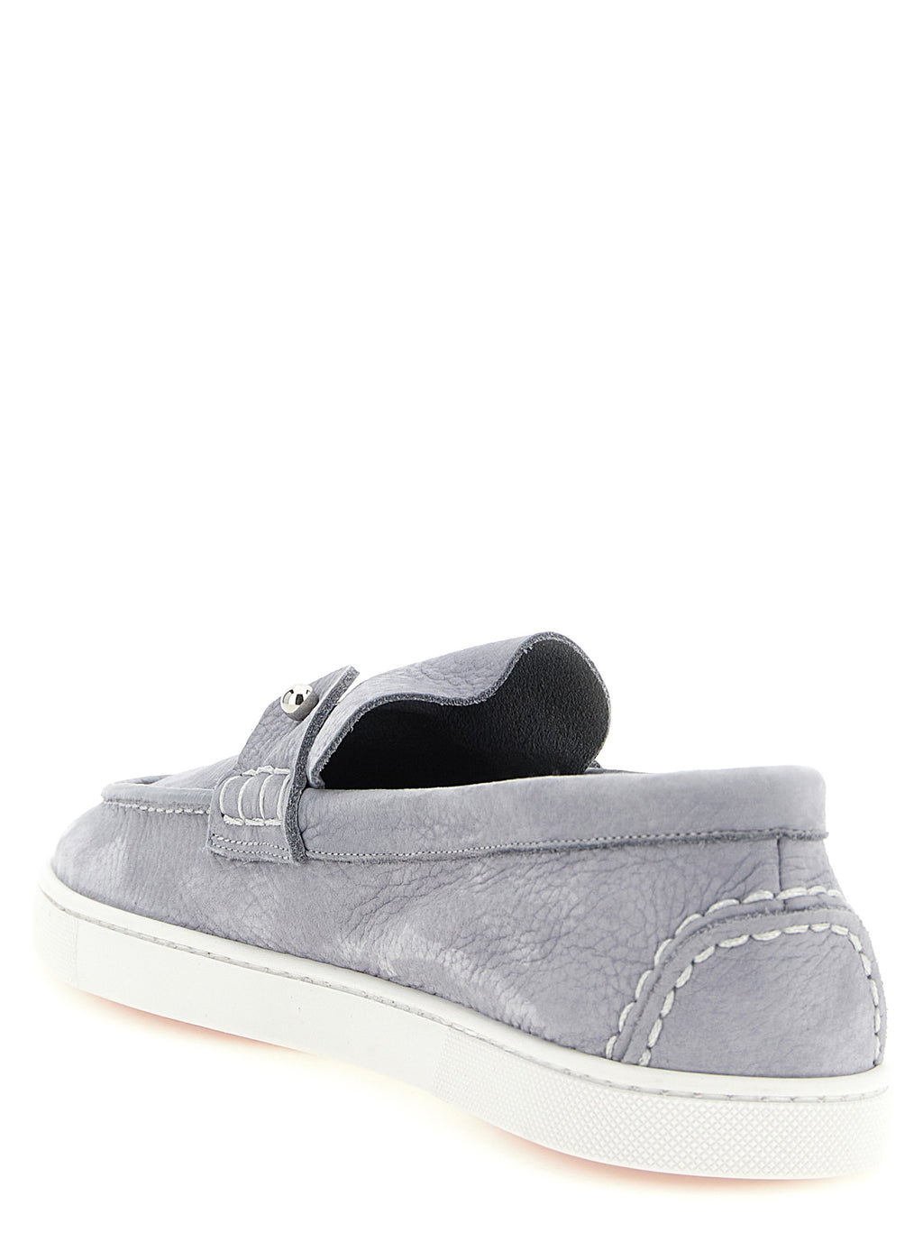 Christian Louboutin Gray Calfskin Slip-On Loafers
