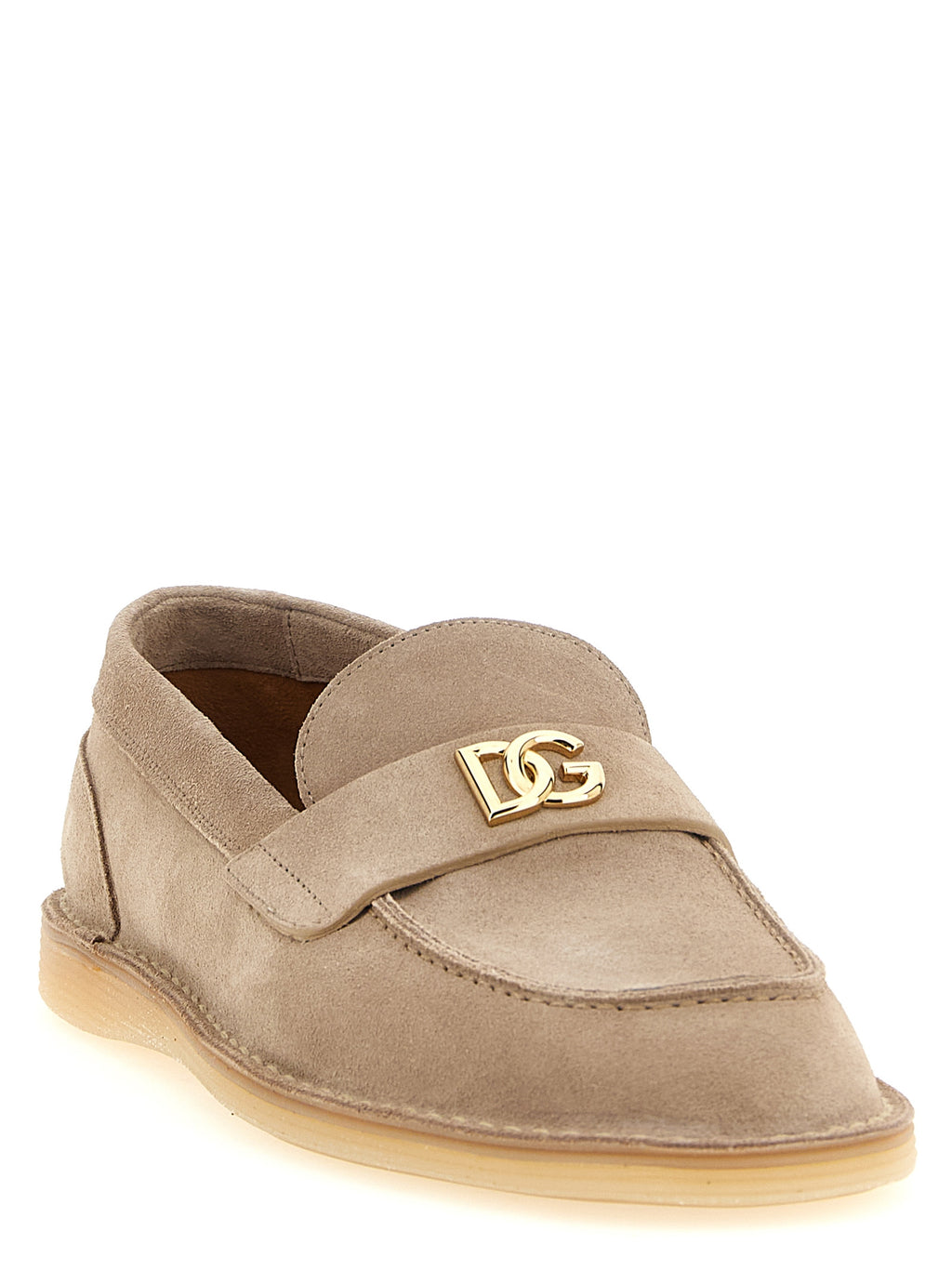 Dolce & Gabbana Beige Calfskin Slip-On Loafers