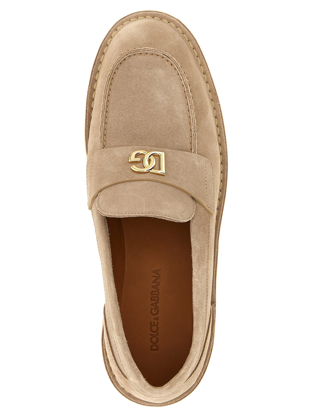 Dolce & Gabbana Beige Calfskin Slip-On Loafers