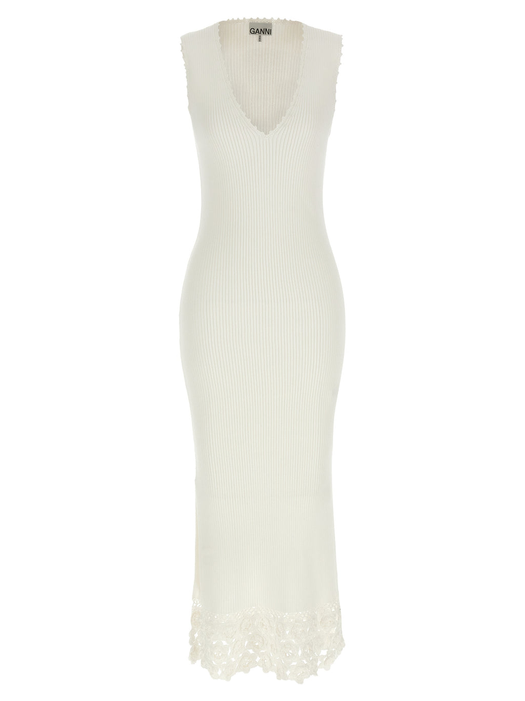 Ganni White Organic Cotton Long Dress