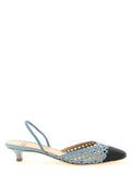 Francesco Russo Blue Goatskin Mid Heel Pumps