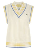 Lacoste White Cotton Sleeveles Sweater