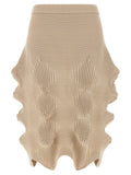 Issey Miyake Beige Polyester Midi Skirt