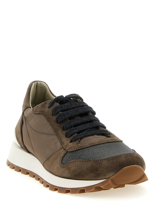 Brunello Cucinelli Bicolor-Sneakers aus Kalbsleder