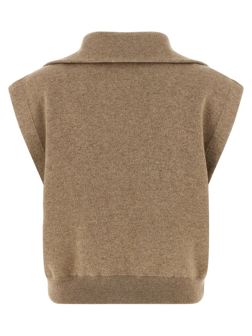 Brunello Cucinelli ärmellose Jacke aus beigem Kaschmir