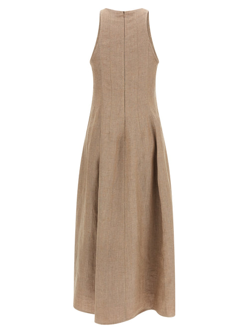 Brunello Cucinelli Beiges Leinen-Maxikleid