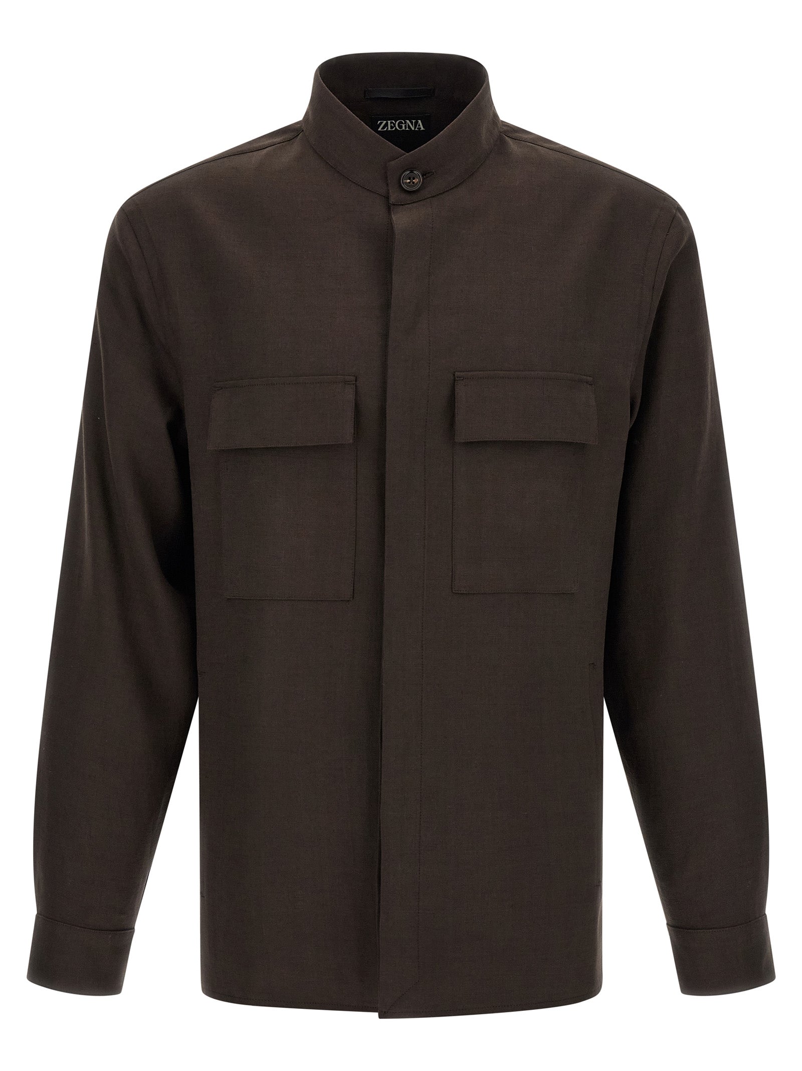 ZEGNA Brown Linen Blouse