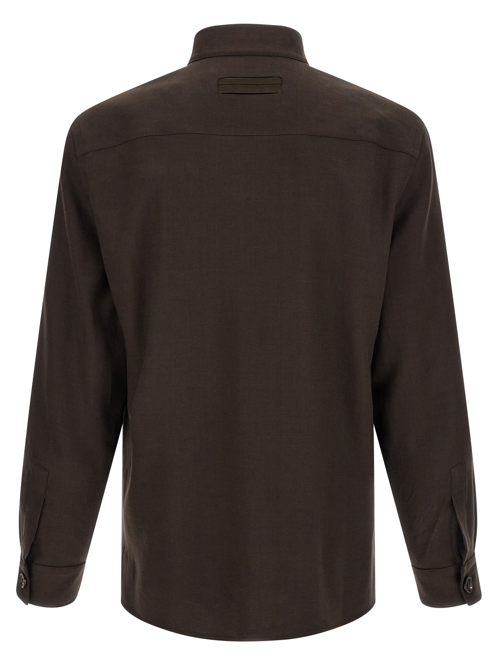 ZEGNA Brown Linen Blouse