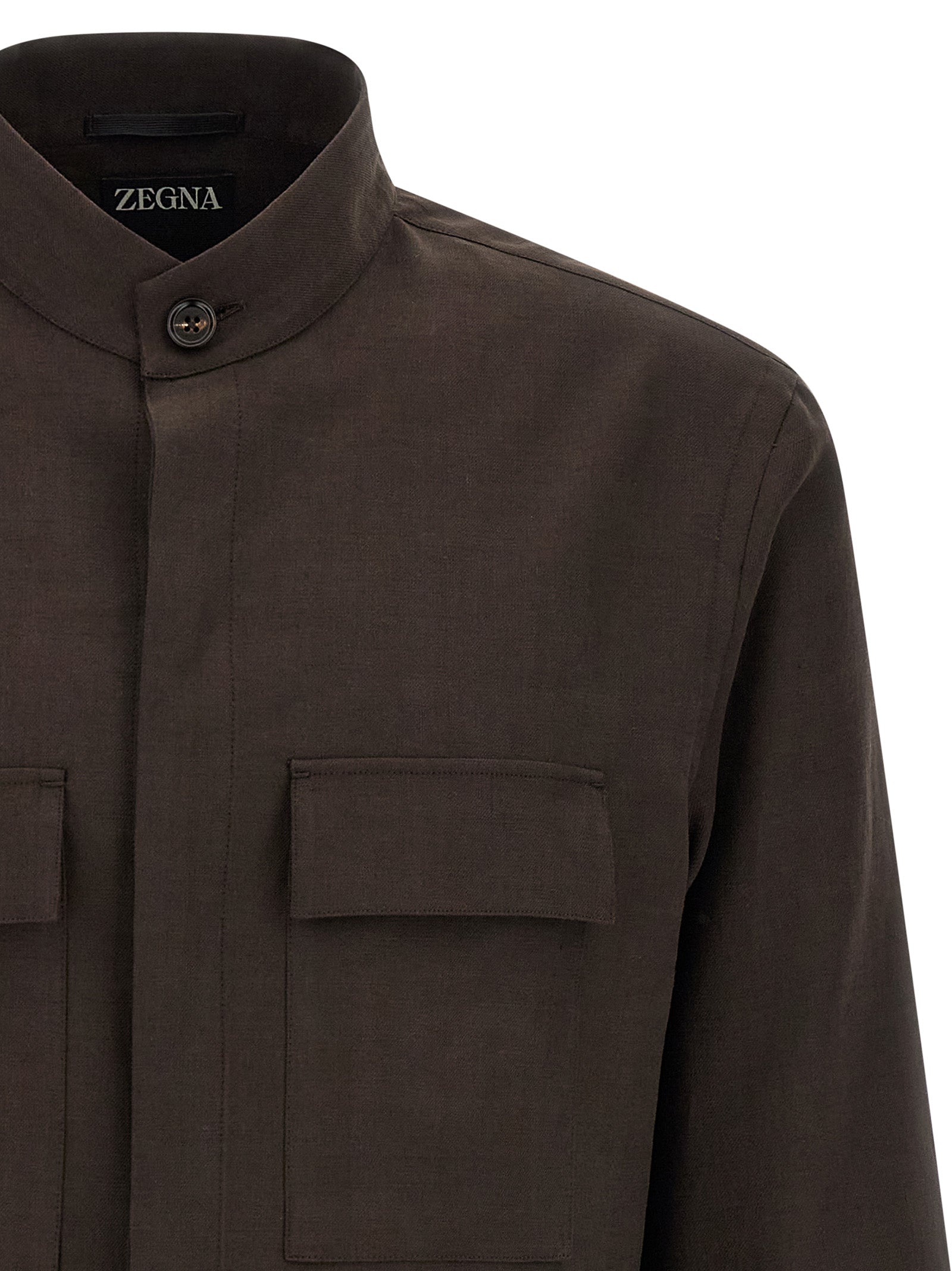 ZEGNA Brown Linen Blouse