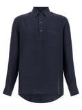 ZEGNA Blue Linen Polo Shirt