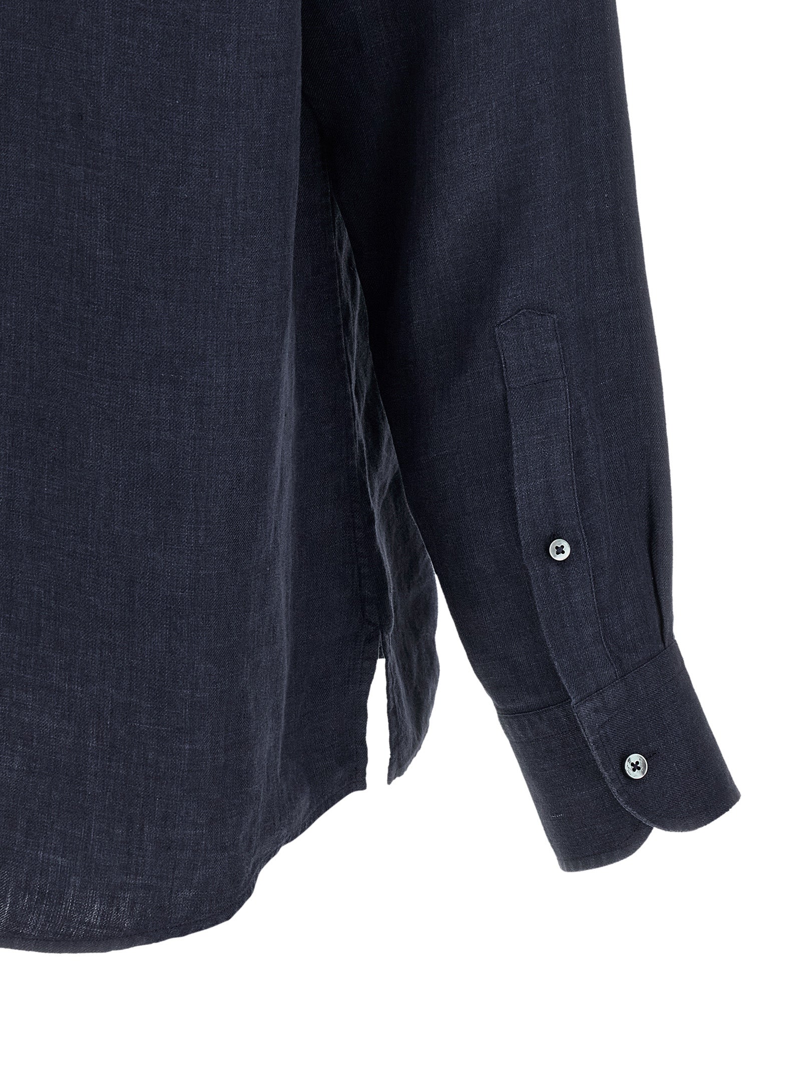 ZEGNA Blue Linen Polo Shirt