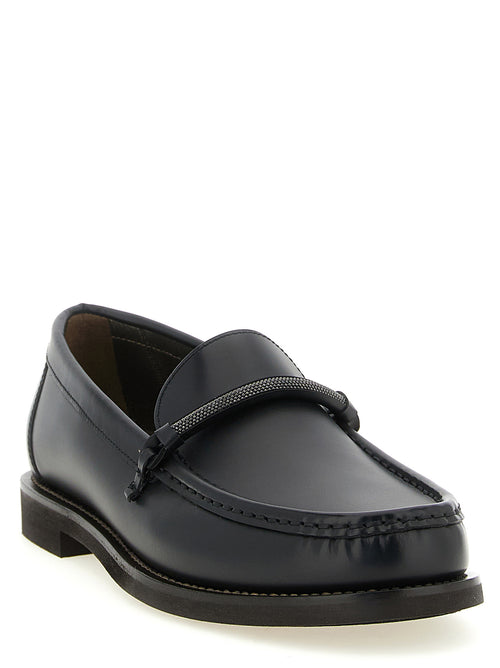 Brunello Cucinelli Slipper aus schwarzem Kalbsleder