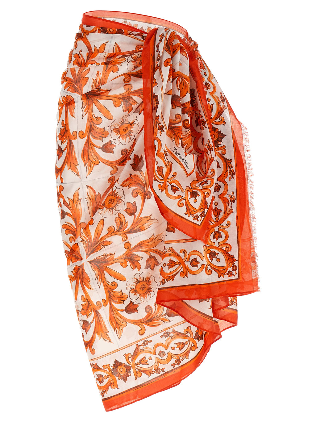 Dolce & Gabbana Orange Cotton Long Skirt