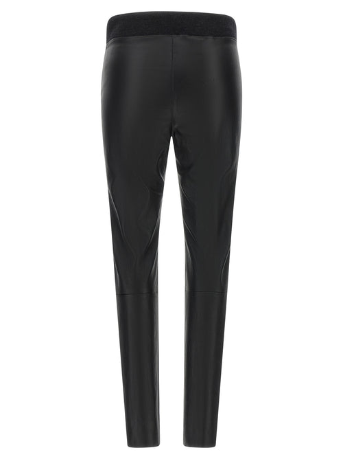 Brunello Cucinelli Leggings aus schwarzem Lammleder