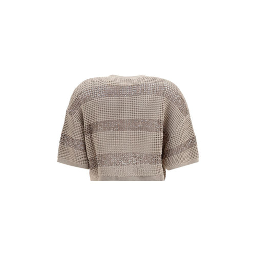 Brunello Cucinelli Beigefarbener Cardigan aus Baumwolle