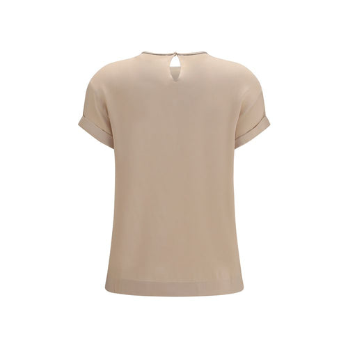 Brunello Cucinelli Beige Bluse aus Elastan