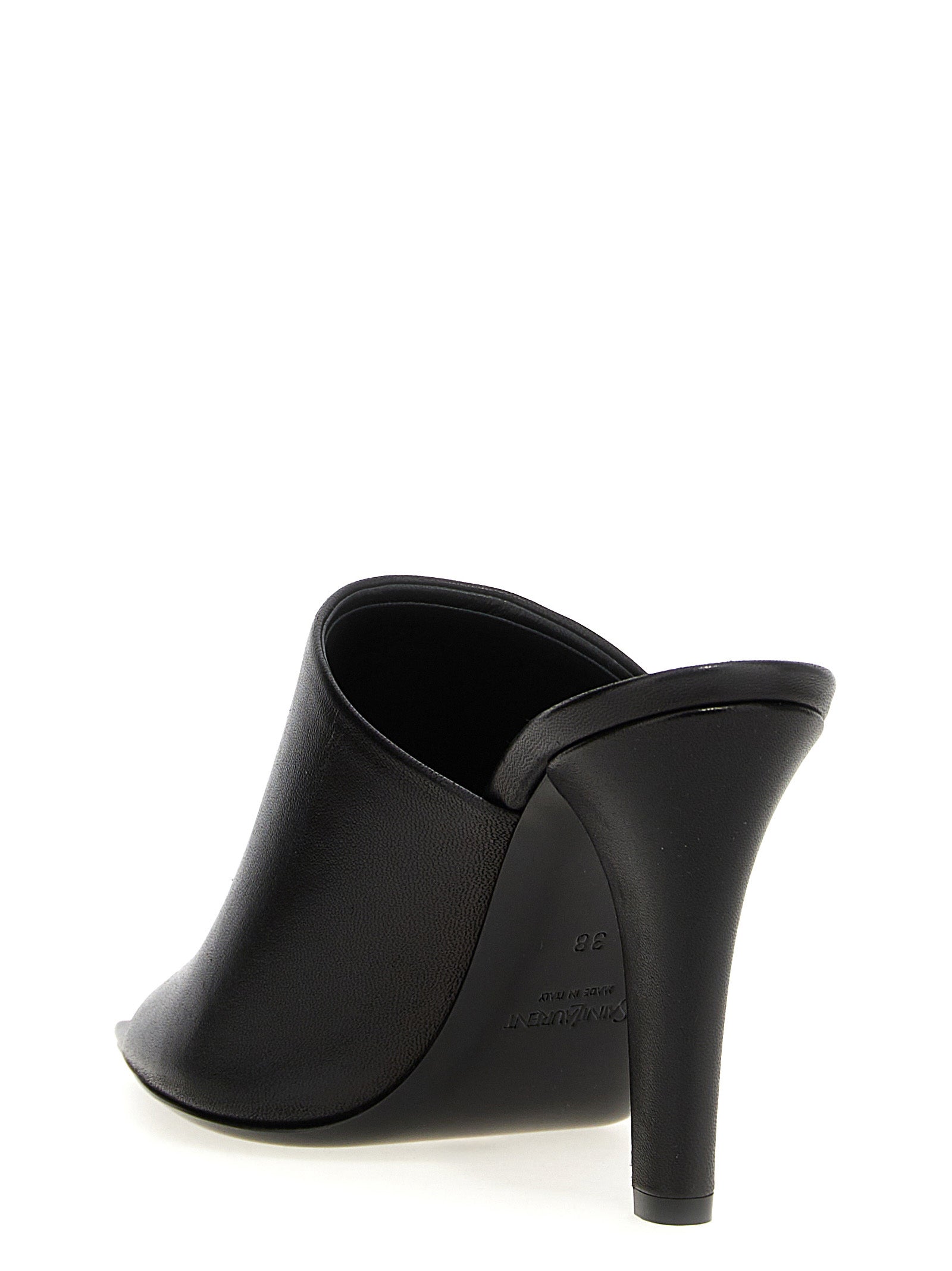 Saint Laurent Black Leather Stiletto Heel Sandals
