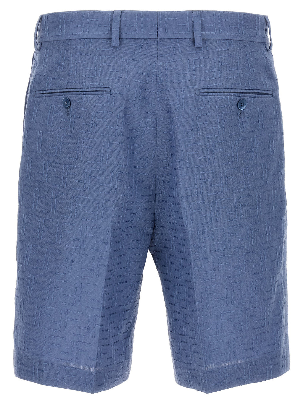Fendi Blue Linen Bermuda Shorts