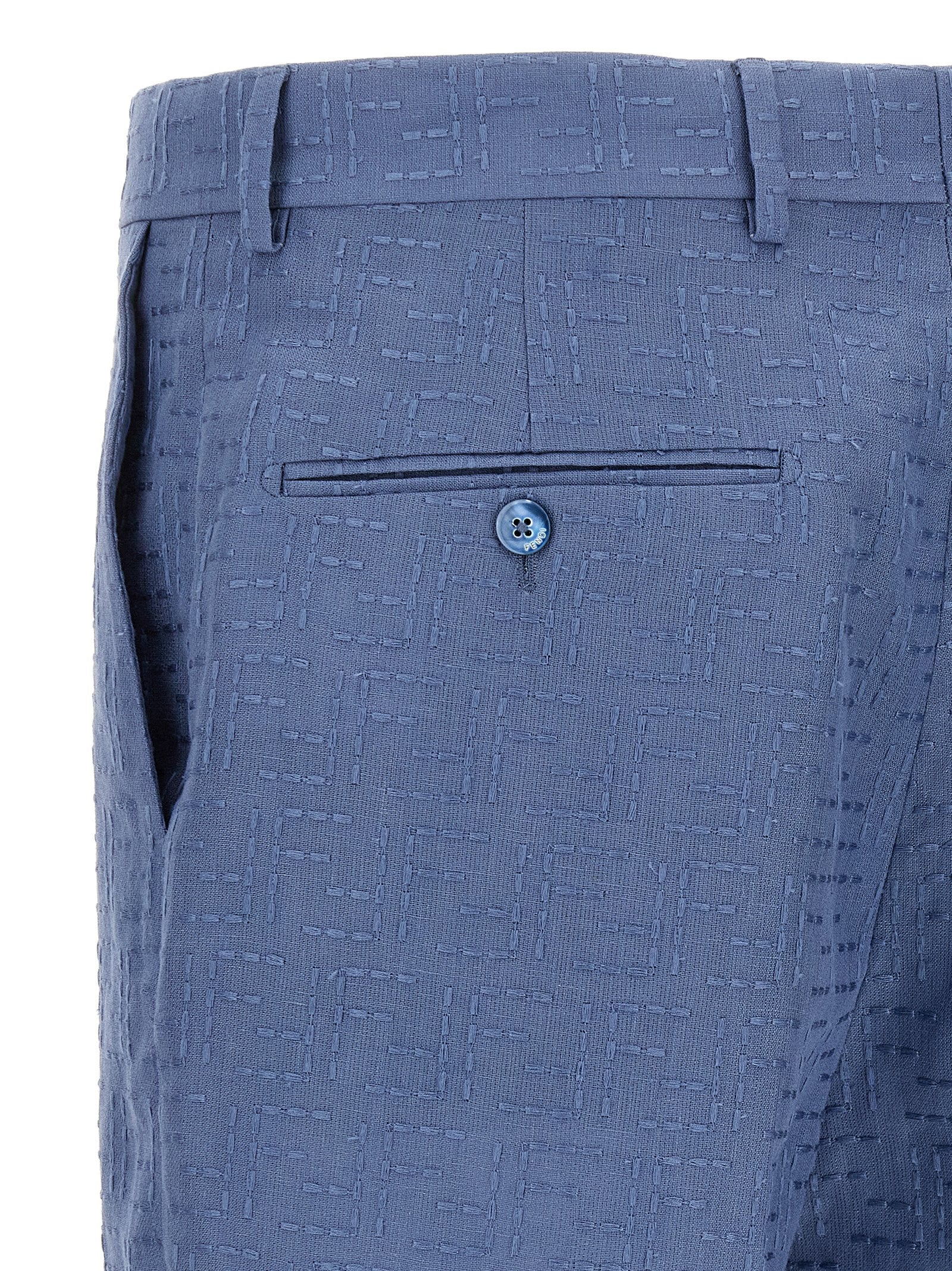 Fendi Blue Linen Bermuda Shorts