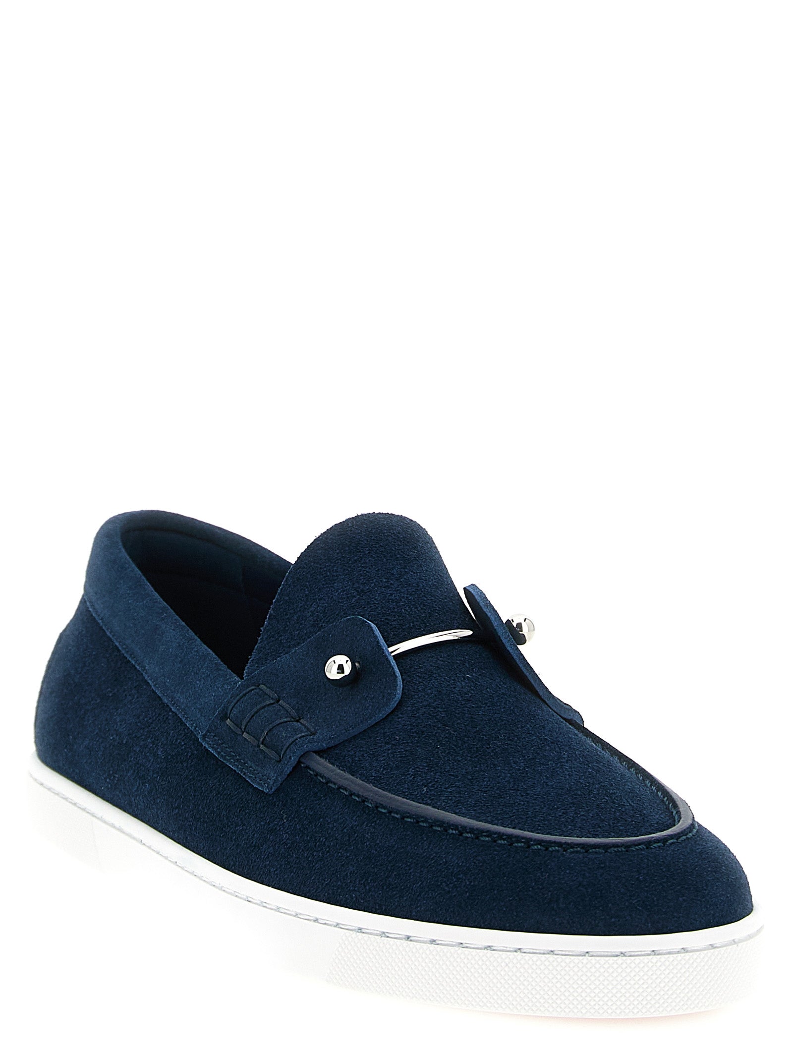 Christian Louboutin Blue Calfskin Slip-On Loafers