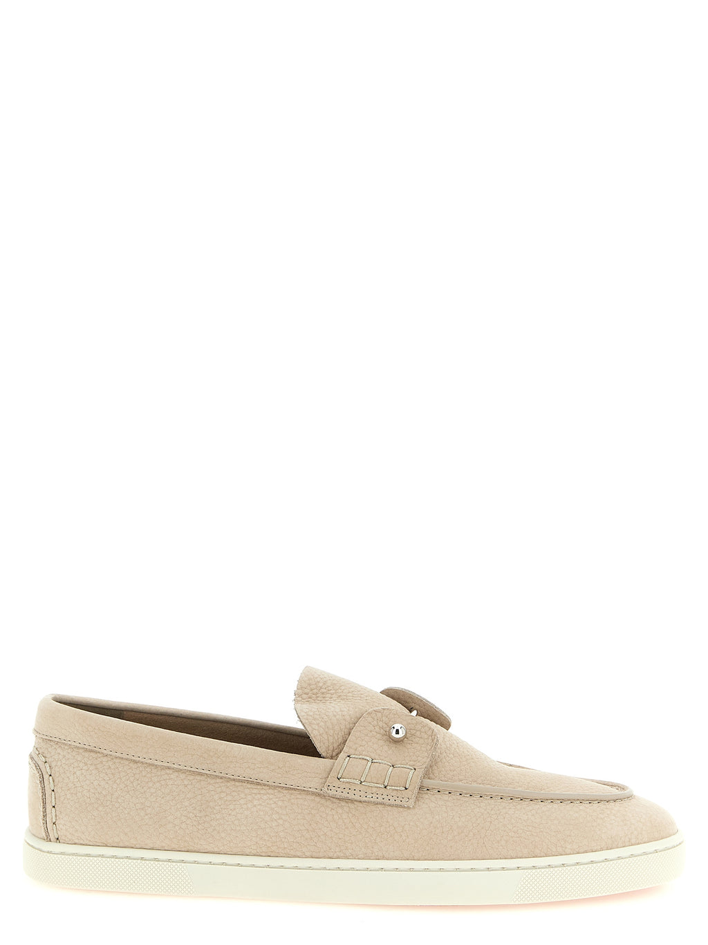 Christian Louboutin Beige Calfskin Slip-On Loafers