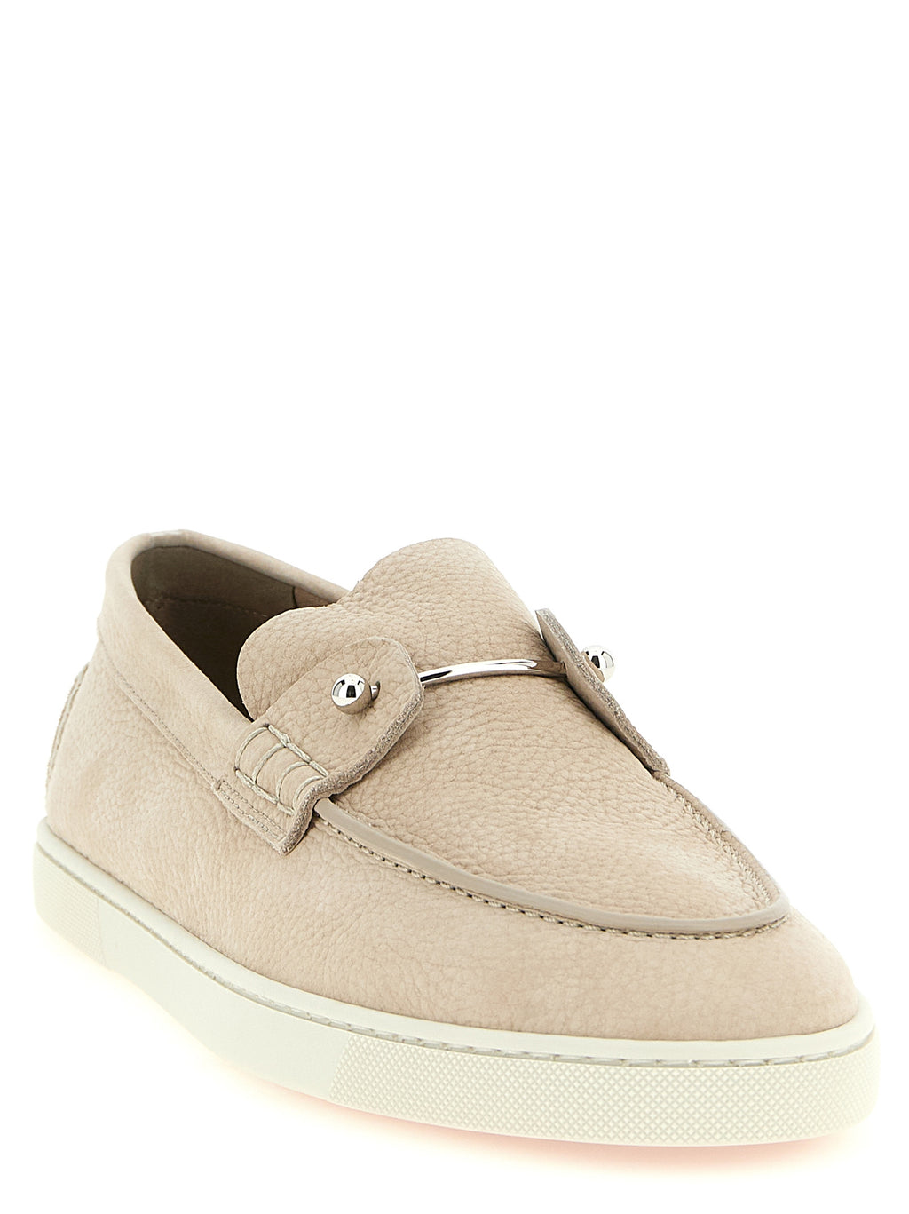 Christian Louboutin Beige Calfskin Slip-On Loafers
