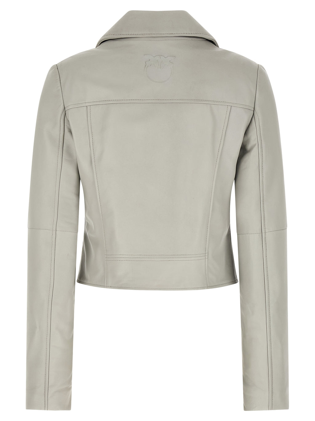 PINKO Gray Lambskin Leather Jacket
