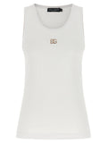 Dolce & Gabbana White Cotton Sleeveles T-Shirt