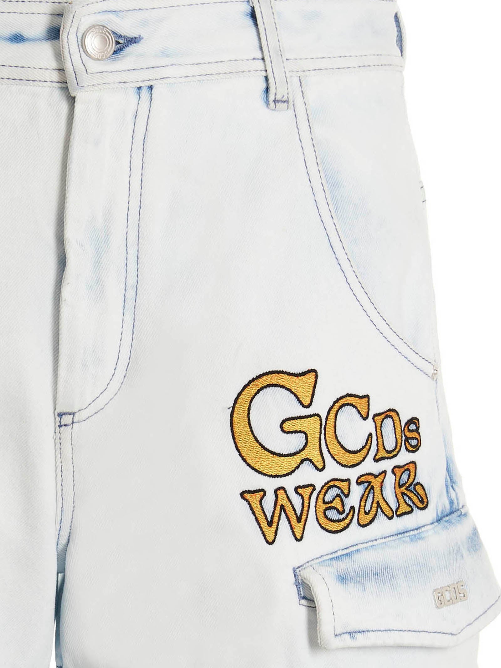 GCDS Blue Cotton Bermuda Shorts