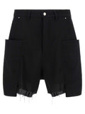 Rick Owens Black Wool Bermuda Shorts