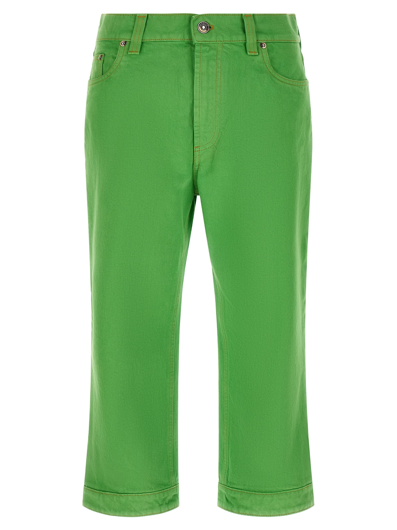 Versace Bicolor Cotton Cropped Jeans
