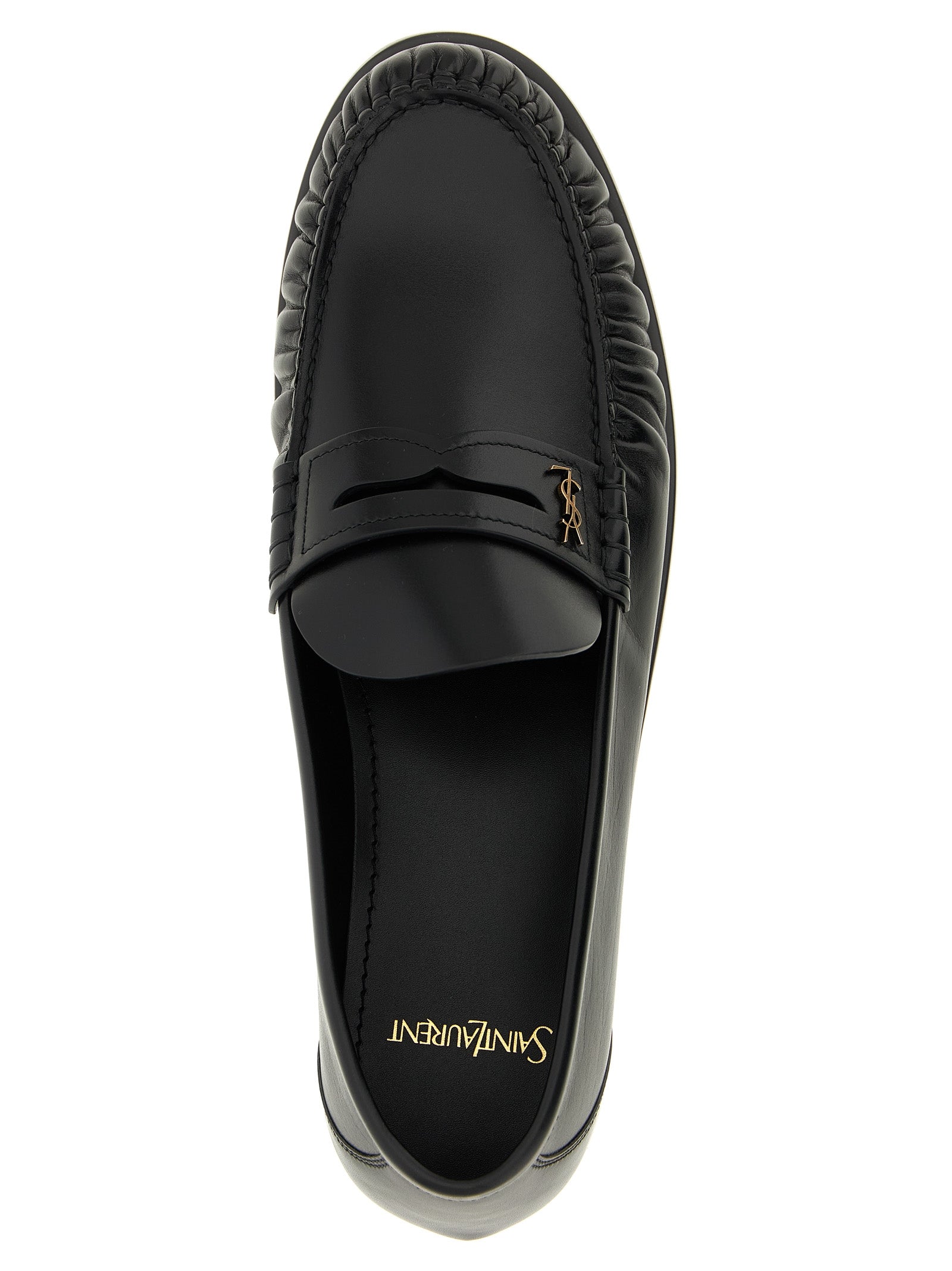 Saint Laurent Black Calfskin Slip-On Loafers