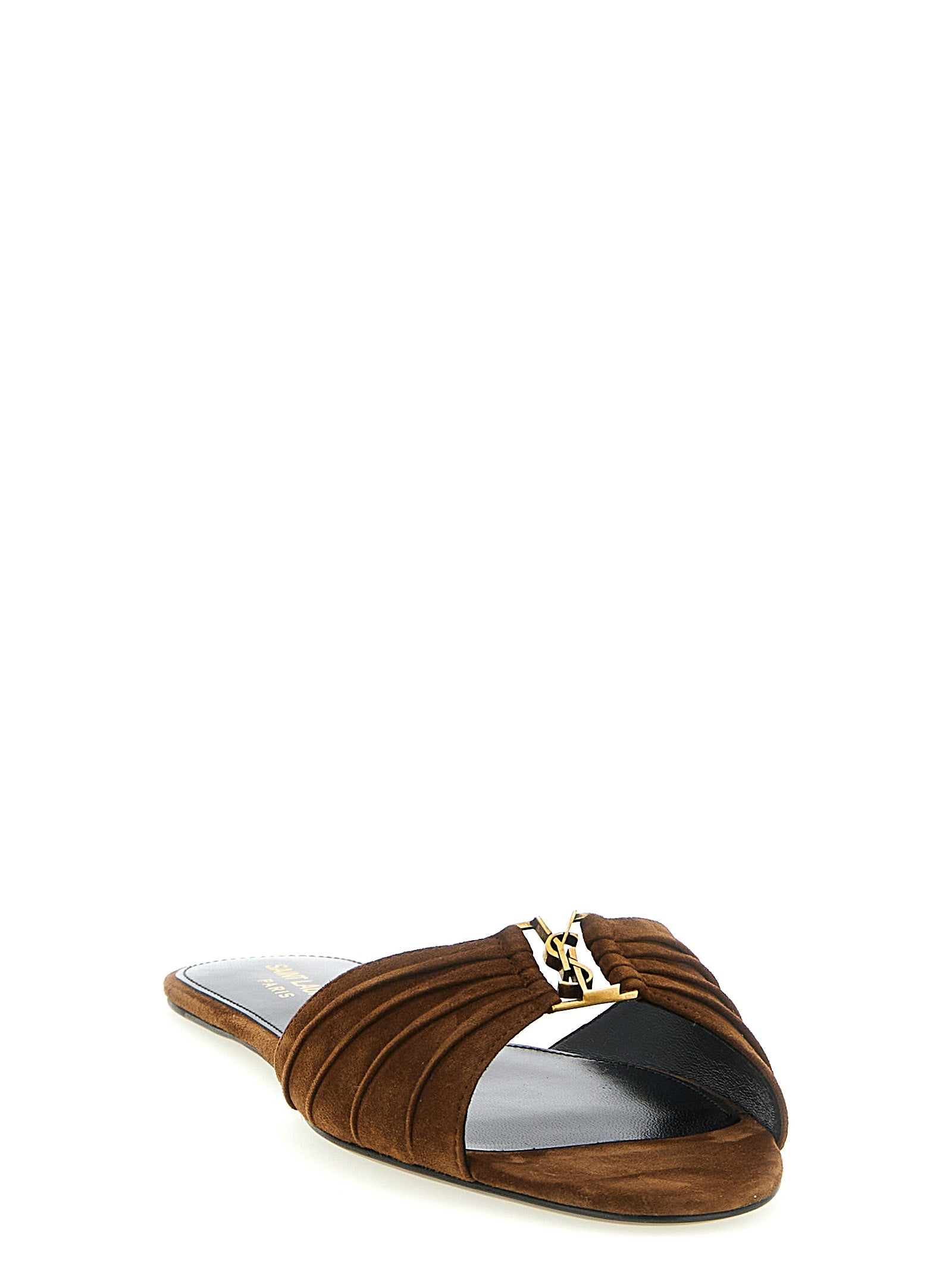 Saint Laurent Brown Calfskin Slides