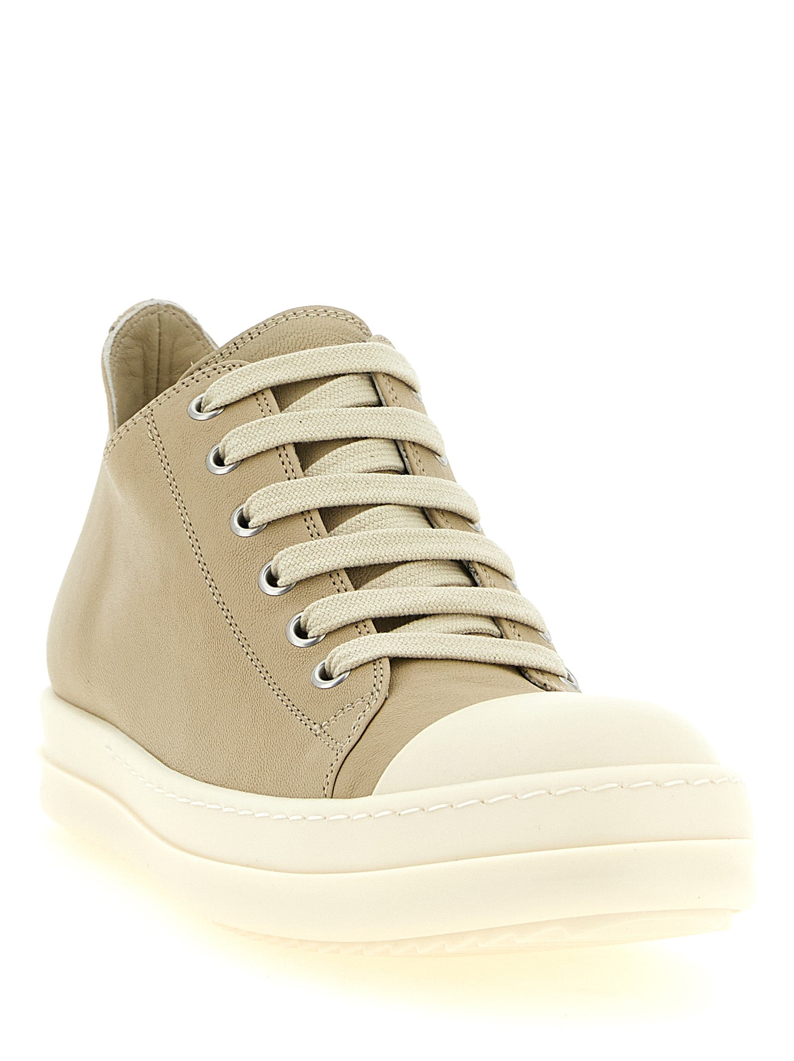Rick Owens Beige Ramie Low Top Sneakers
