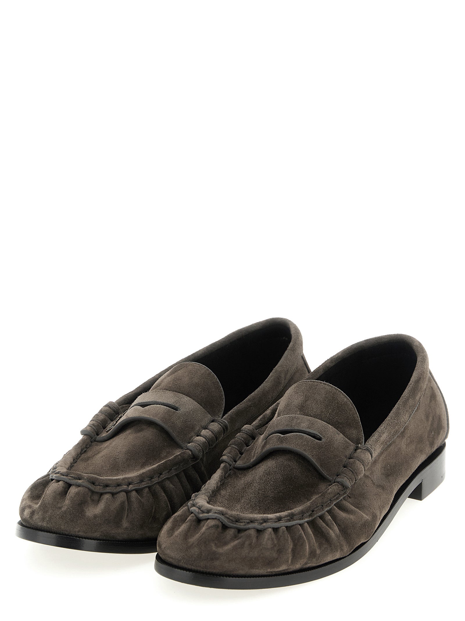 Saint Laurent Brown Calfskin Slip-On Loafers