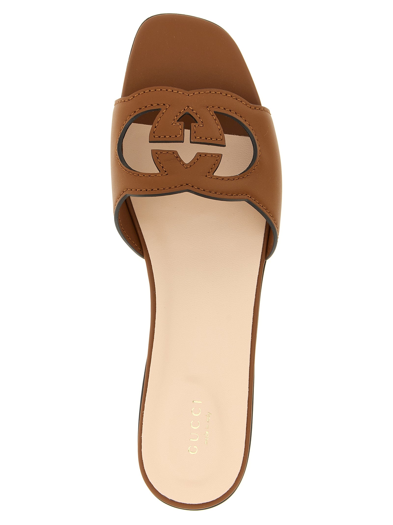 Gucci Brown Leather Slides